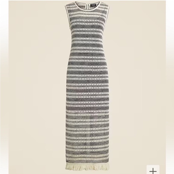 J. Crew Dresses & Skirts - J. Crew Black and Cream Striped Crochet Midi Dress - XXS